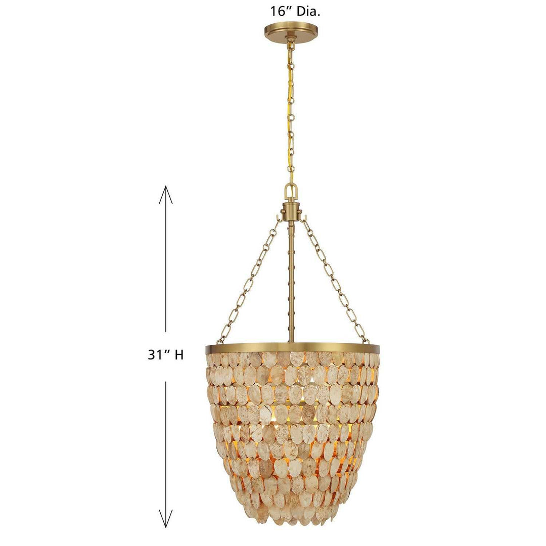 Catalan Four Light Pendant in Warm Brass Savoy House