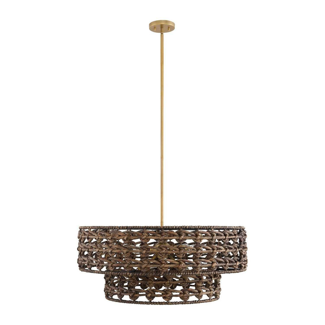 Silencio Seven Light Pendant in Riviera Brass Savoy House