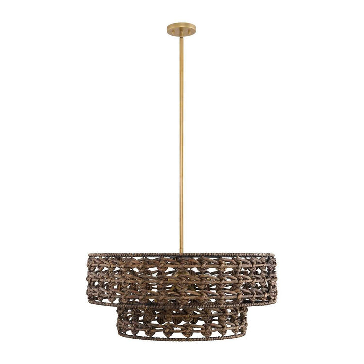 Silencio Seven Light Pendant in Riviera Brass Savoy House