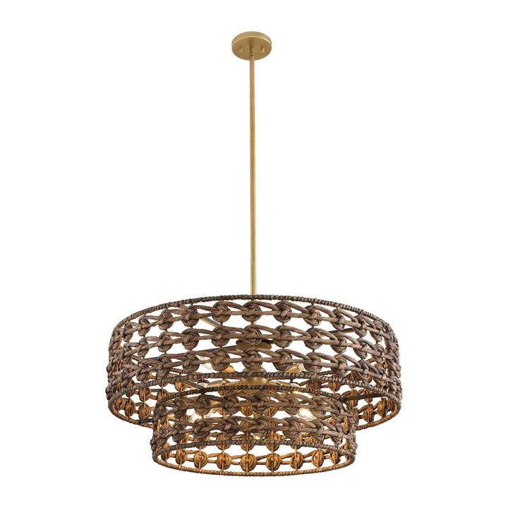 Silencio Seven Light Pendant in Riviera Brass Savoy House