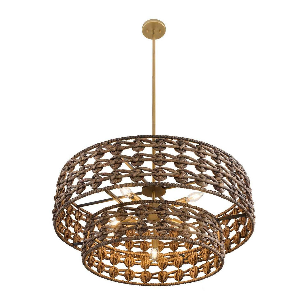 Silencio Seven Light Pendant in Riviera Brass Savoy House