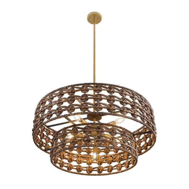 Silencio Seven Light Pendant in Riviera Brass Savoy House