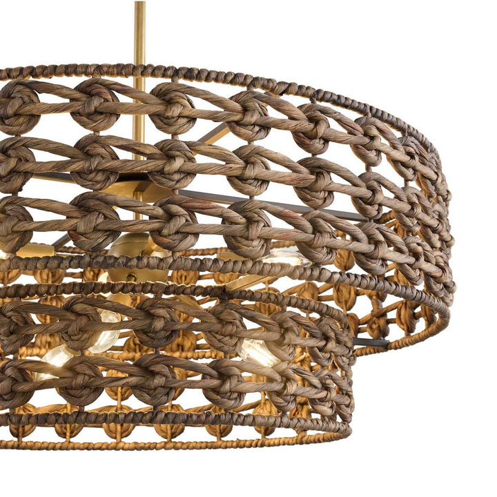 Silencio Seven Light Pendant in Riviera Brass Savoy House