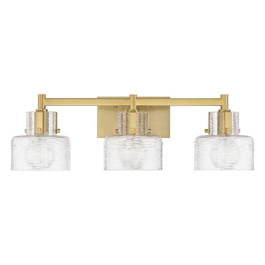 Dover Three Light Bathroom Vanity in Warm Brass Savoy House