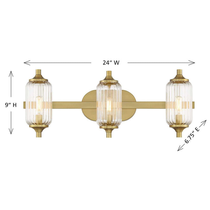 Holton Three Light Bathroom Vanity in Warm Brass Savoy House