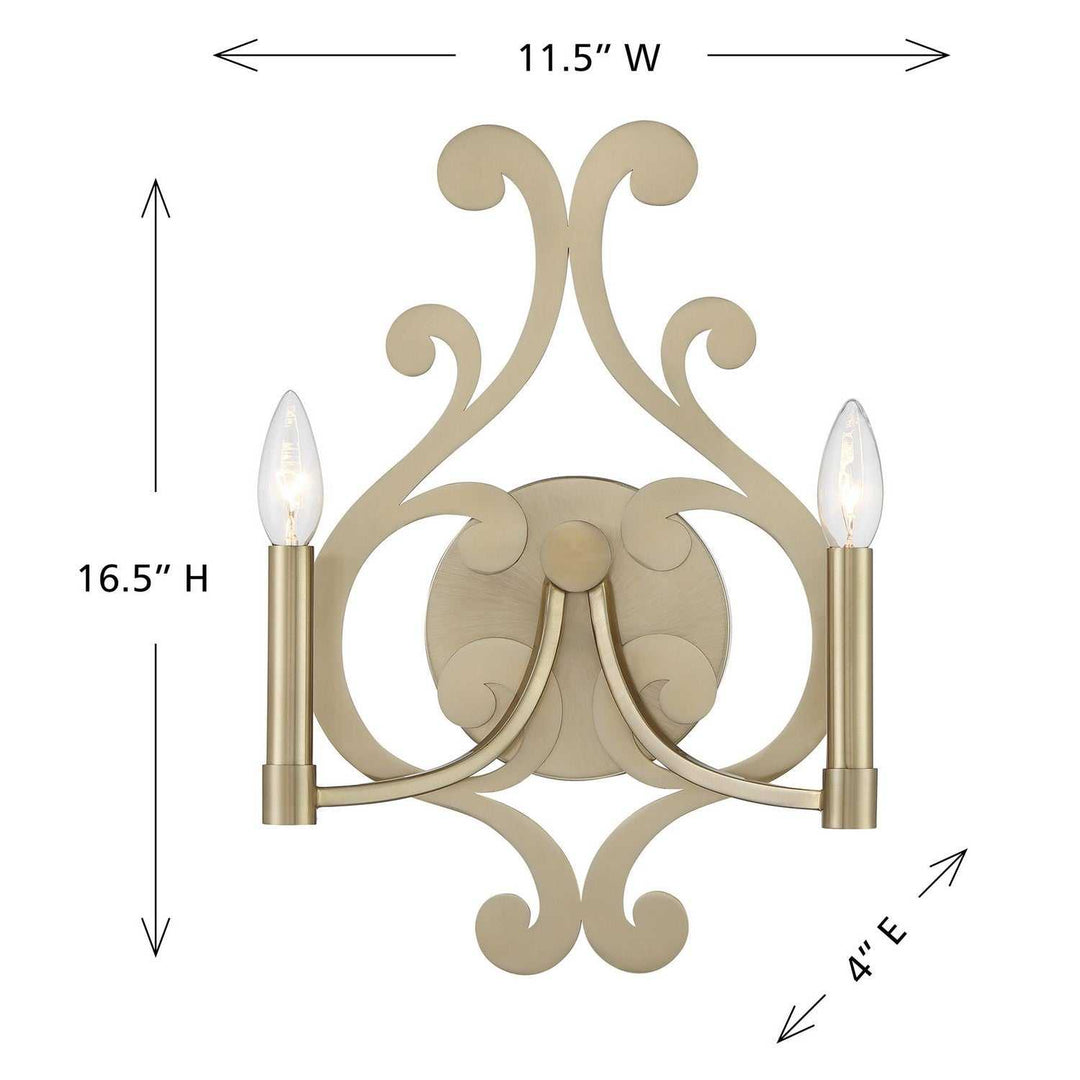 Lombard Two Light Wall Sconce in Noble Brass Savoy House