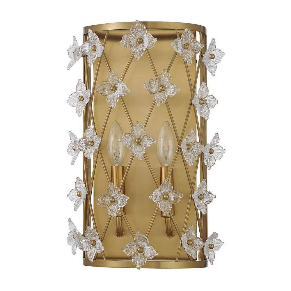 Bailey Two Light Wall Sconce in Warm Brass Savoy House
