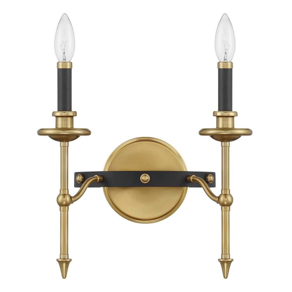 Consulate Two Light Wall Sconce in Matte Black and Warm Brass Savoy House