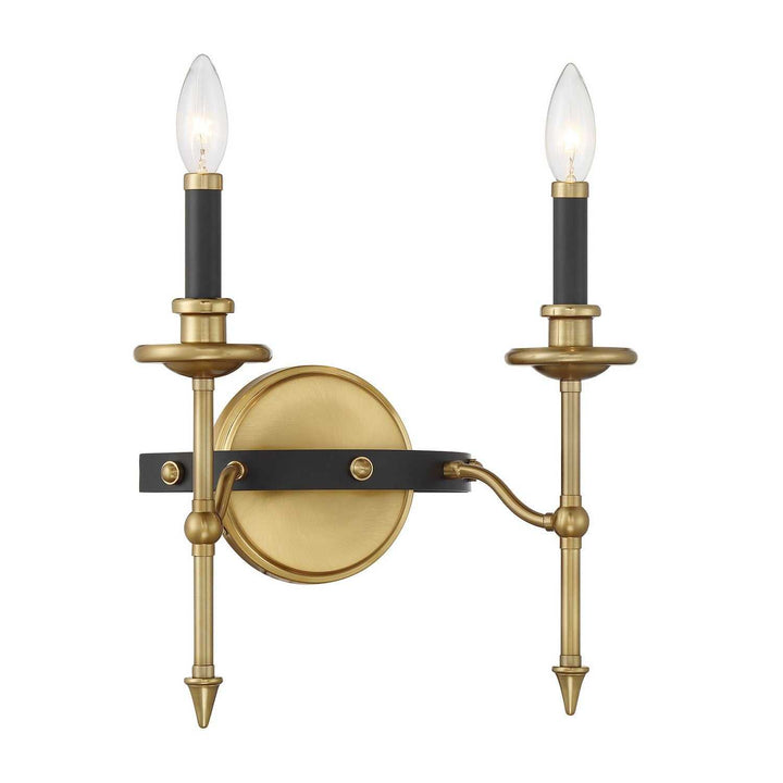 Savoy House - 9-9510-2-143 - Two Light Wall Sconce - Consulate - Matte Black/Warm Brass