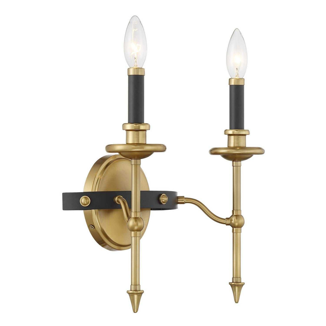 Savoy House - 9-9510-2-143 - Two Light Wall Sconce - Consulate - Matte Black/Warm Brass