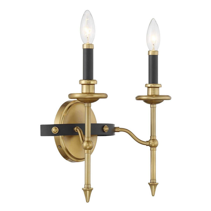 Savoy House - 9-9510-2-143 - Two Light Wall Sconce - Consulate - Matte Black/Warm Brass