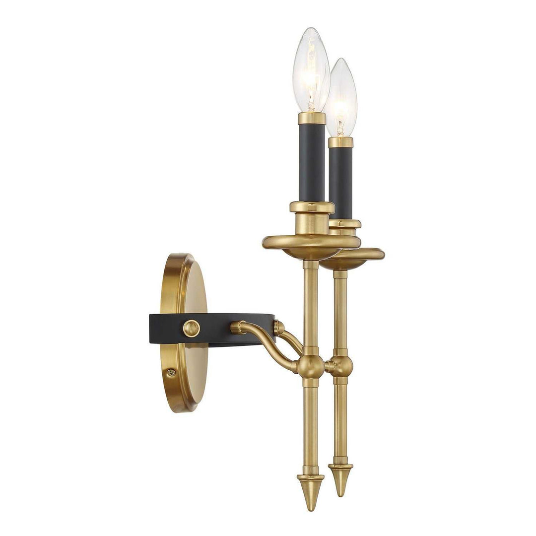 Savoy House - 9-9510-2-143 - Two Light Wall Sconce - Consulate - Matte Black/Warm Brass