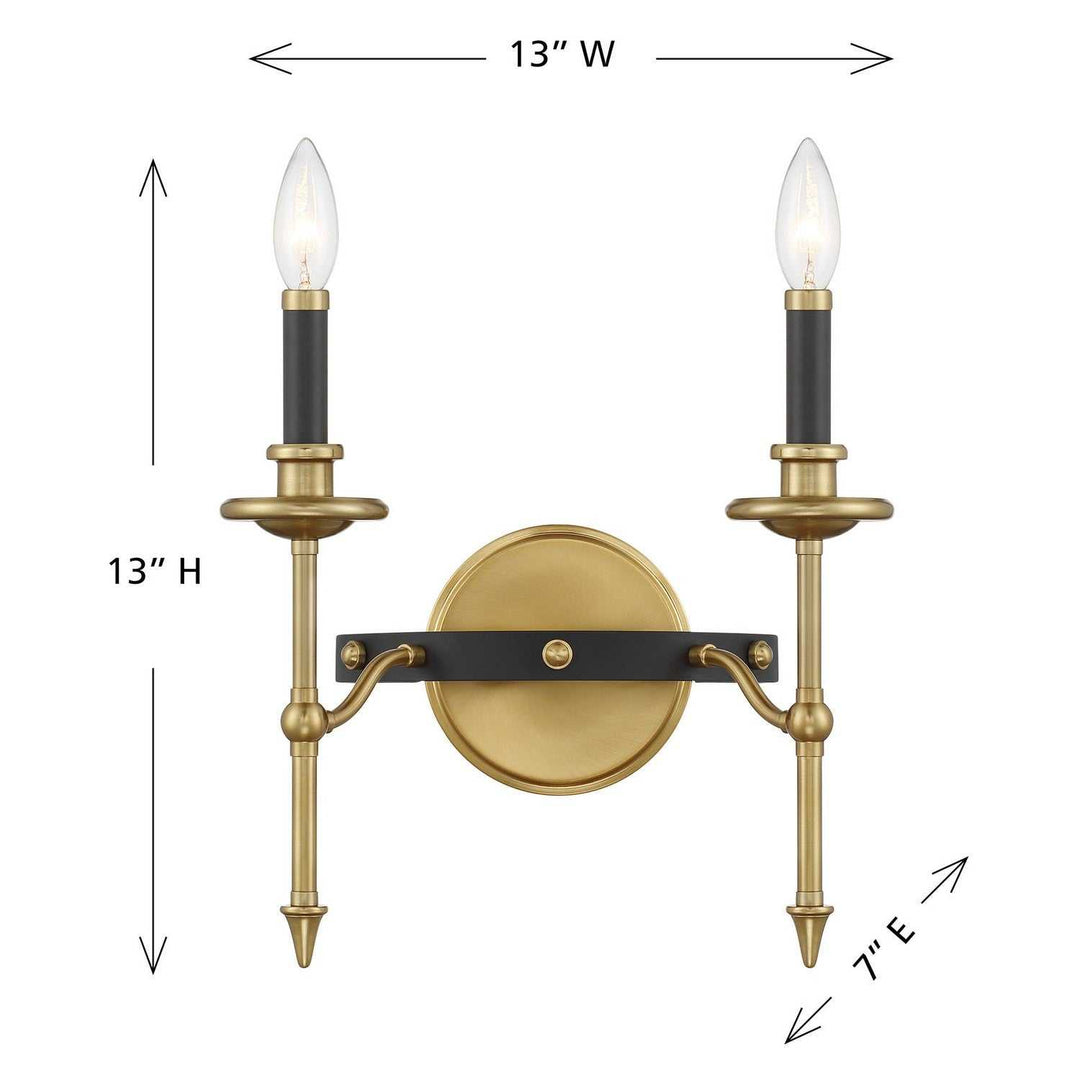 Savoy House - 9-9510-2-143 - Two Light Wall Sconce - Consulate - Matte Black/Warm Brass