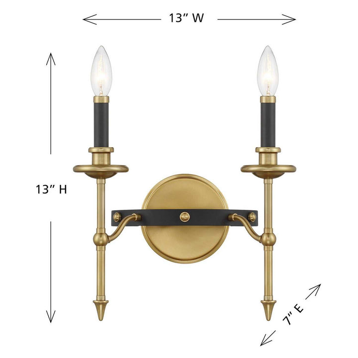 Savoy House - 9-9510-2-143 - Two Light Wall Sconce - Consulate - Matte Black/Warm Brass