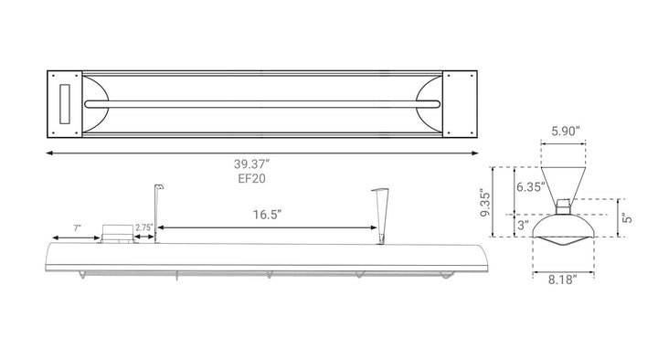 EF20 Series Electric Patio Heater in Black Eurofase Canada