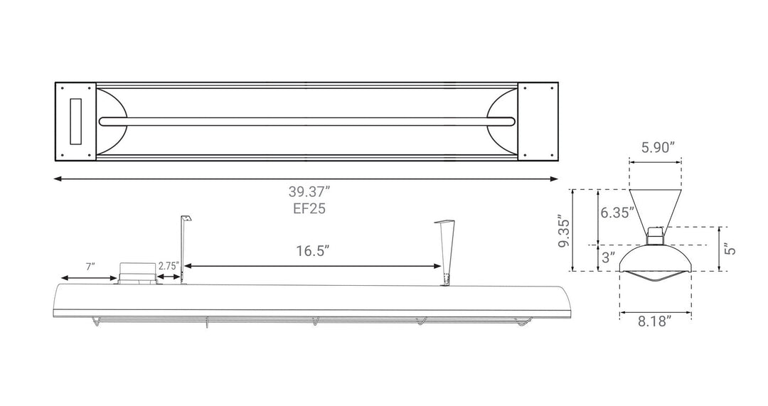 EF25 Series Electric Patio Heater in Black Eurofase Canada