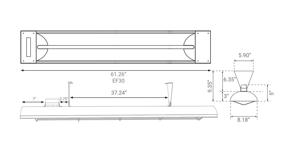 EF30 Series Electric Patio Heater in Black Eurofase Canada