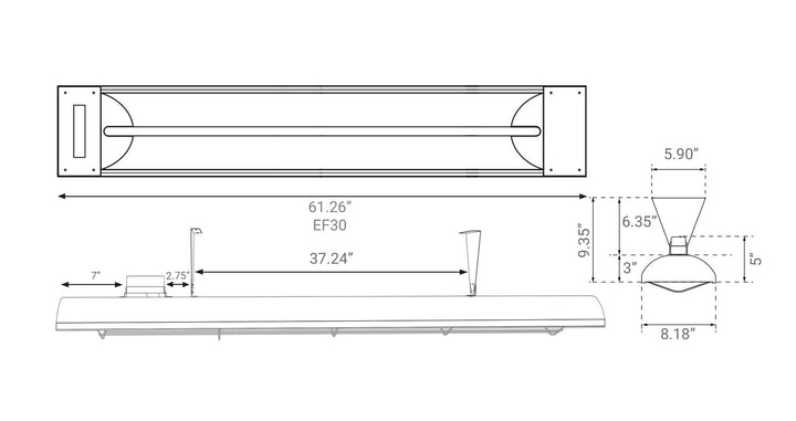 EF30 Series Electric Patio Heater in Black Eurofase Canada