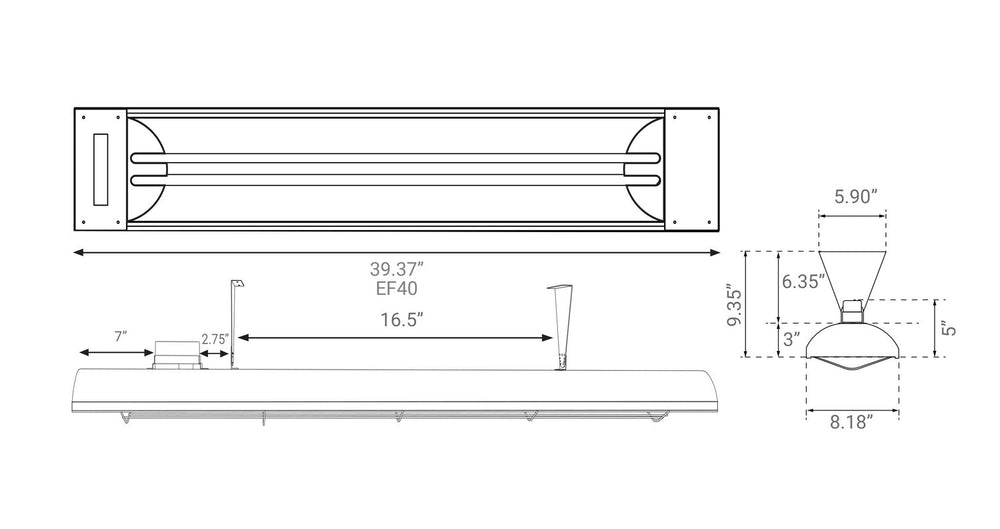EF40 Series Electric Patio Heater in Black Eurofase Canada