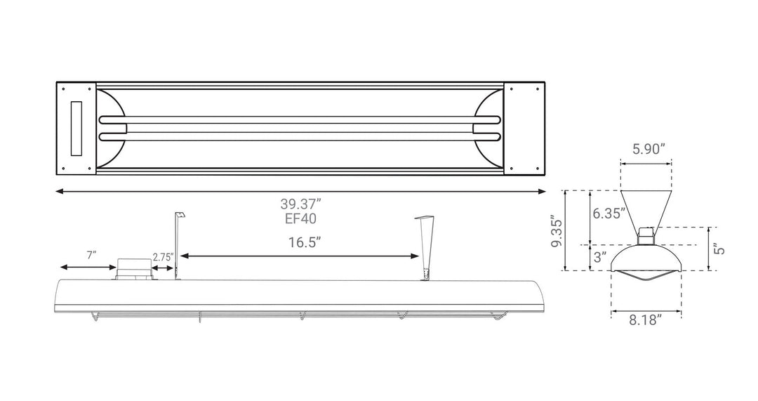 EF40 Series Electric Patio Heater in Black Eurofase Canada