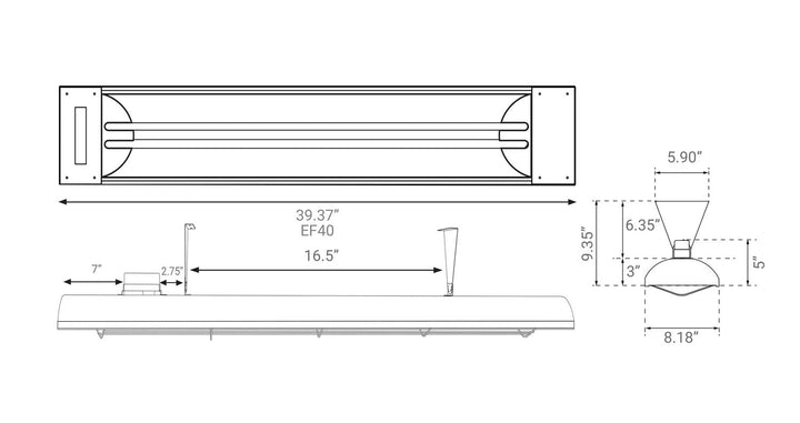 EF40 Series Electric Patio Heater in Black Eurofase Canada