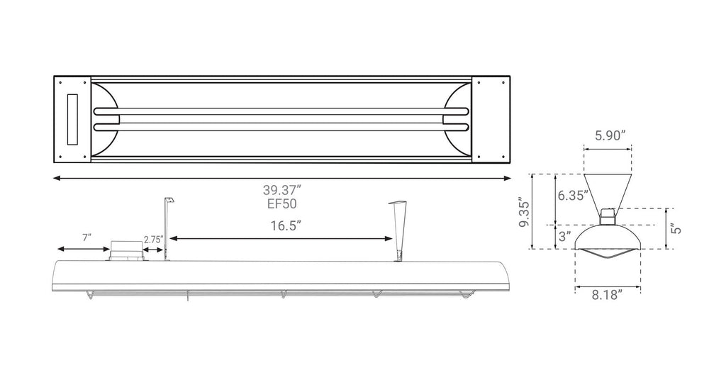 EF50 Series Electric Patio Heater in Black Eurofase Canada
