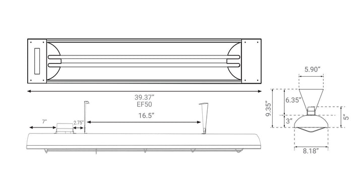 EF50 Series Electric Patio Heater in Black Eurofase Canada