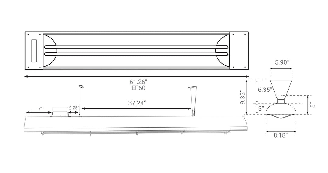 EF60 Series Electric Patio Heater in Black Eurofase Canada
