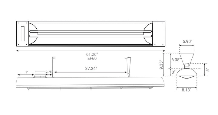 EF60 Series Electric Patio Heater in Black Eurofase Canada