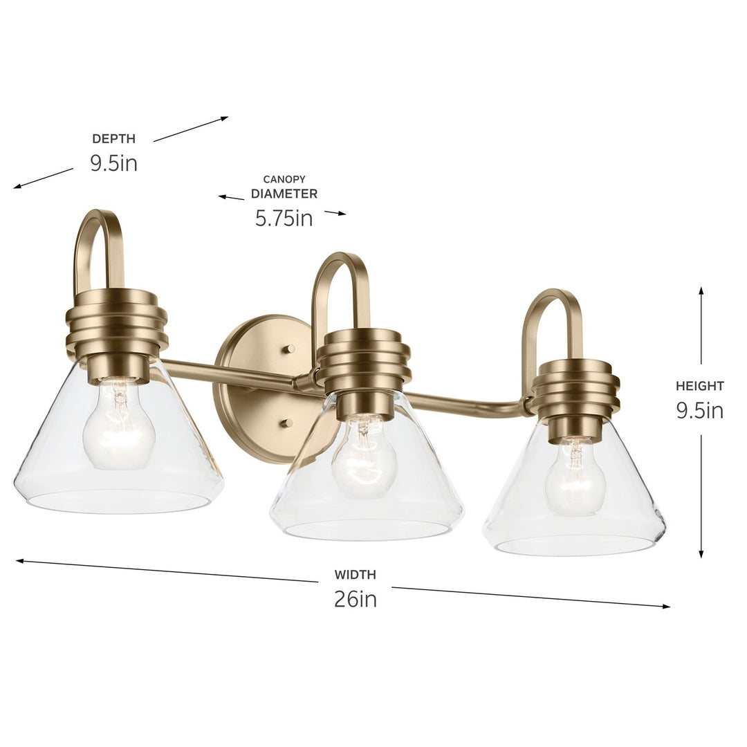 Kichler Canada - 55155CPZCLR - Three Light Bath - Farum - Champagne Bronze