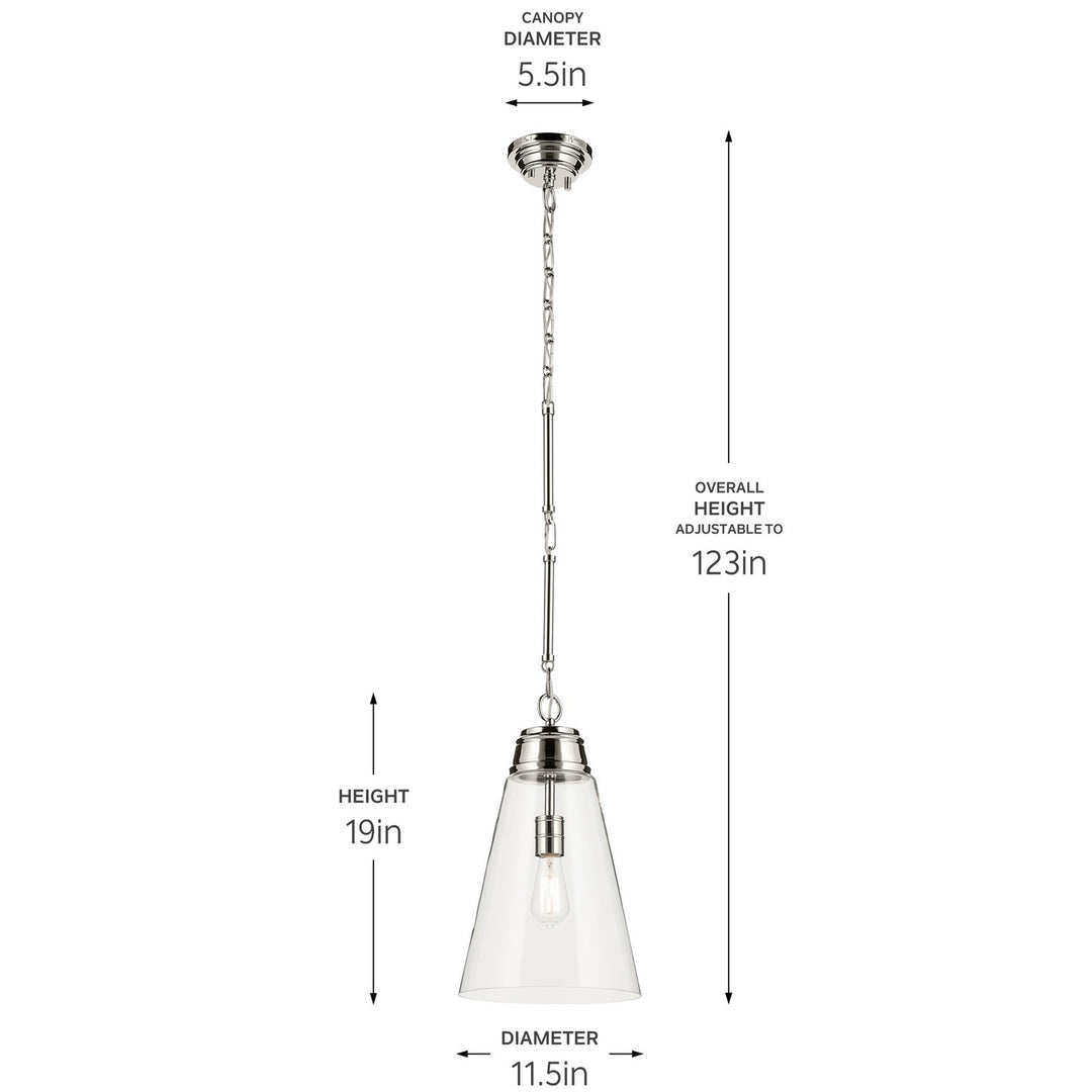 Kichler Canada - 52661PNCLR - One Light Pendant - Marsailli - Polished Nickel