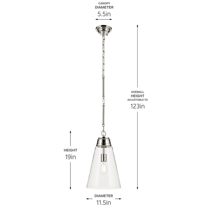 Kichler Canada - 52661PNCLR - One Light Pendant - Marsailli - Polished Nickel