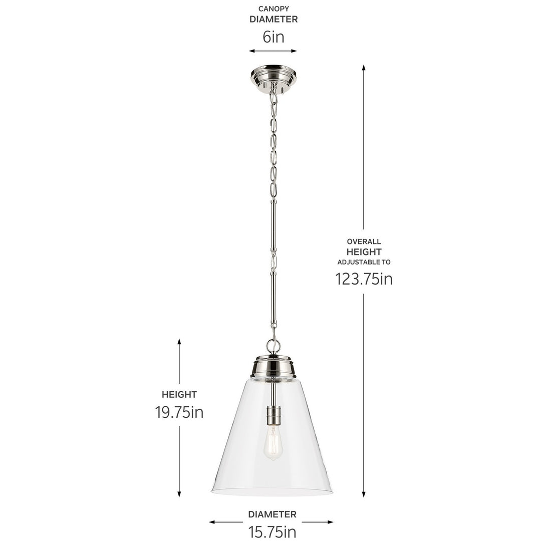 Kichler Canada - 52662PNCLR - One Light Pendant - Marsailli - Polished Nickel