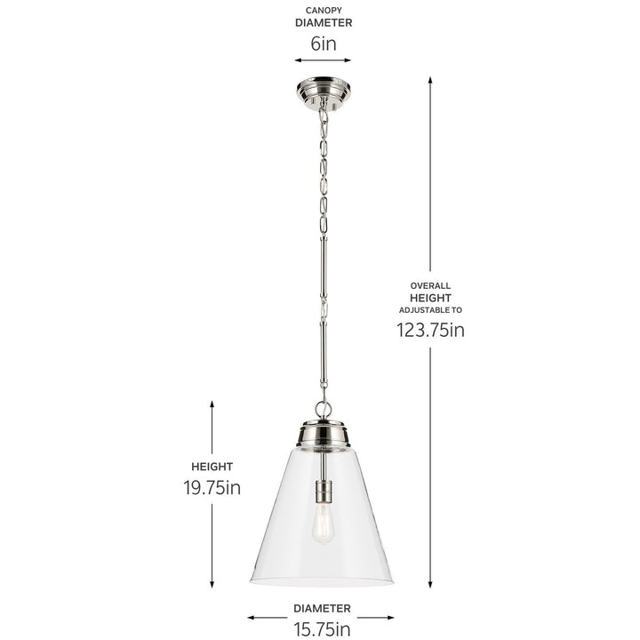 Kichler Canada - 52662PNCLR - One Light Pendant - Marsailli - Polished Nickel