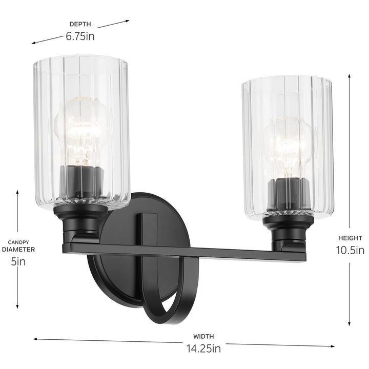 Kichler Canada - 55225BKFLU - Two Light Bath - Gioe - Black