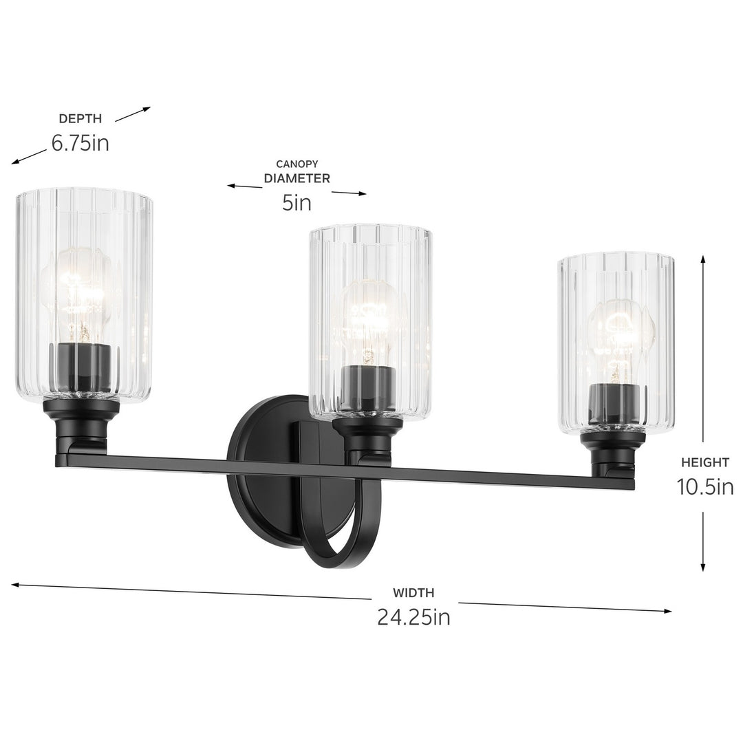 Kichler Canada - 55226BKFLU - Three Light Bath - Gioe - Black