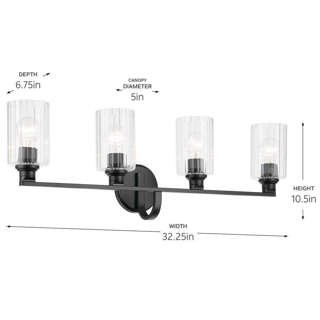 Kichler Canada - 55227BKFLU - Four Light Bath - Gioe - Black