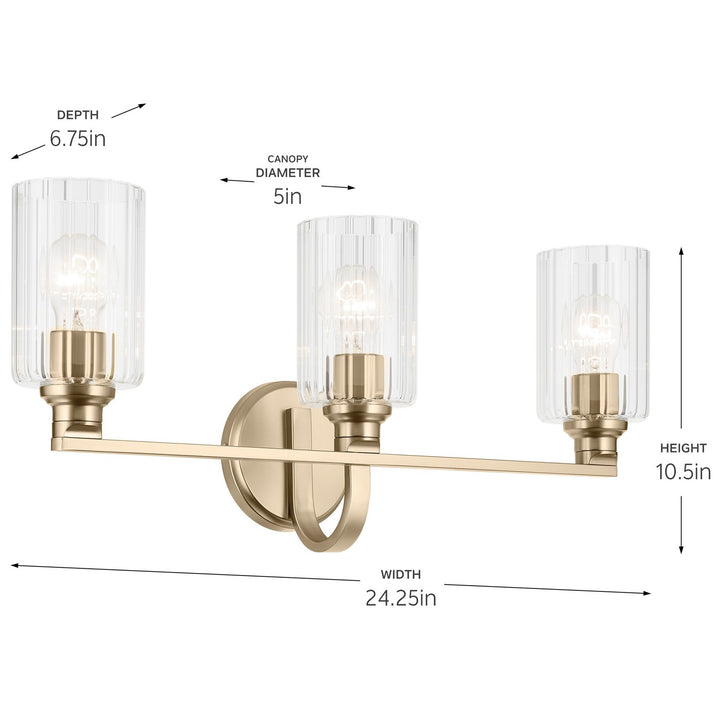 Kichler Canada - 55226CPZFLU - Three Light Bath - Gioe - Champagne Bronze