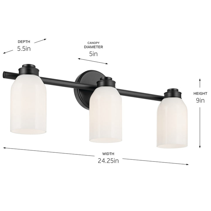 Kichler Canada - 55202BK - Three Light Bath - Shae - Black