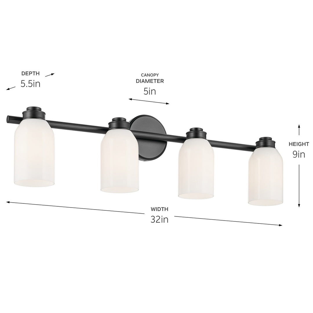 Kichler Canada - 55203BK - Four Light Bath - Shae - Black