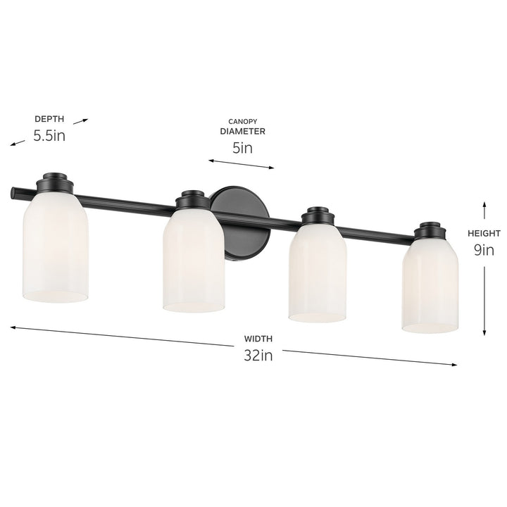 Kichler Canada - 55203BK - Four Light Bath - Shae - Black