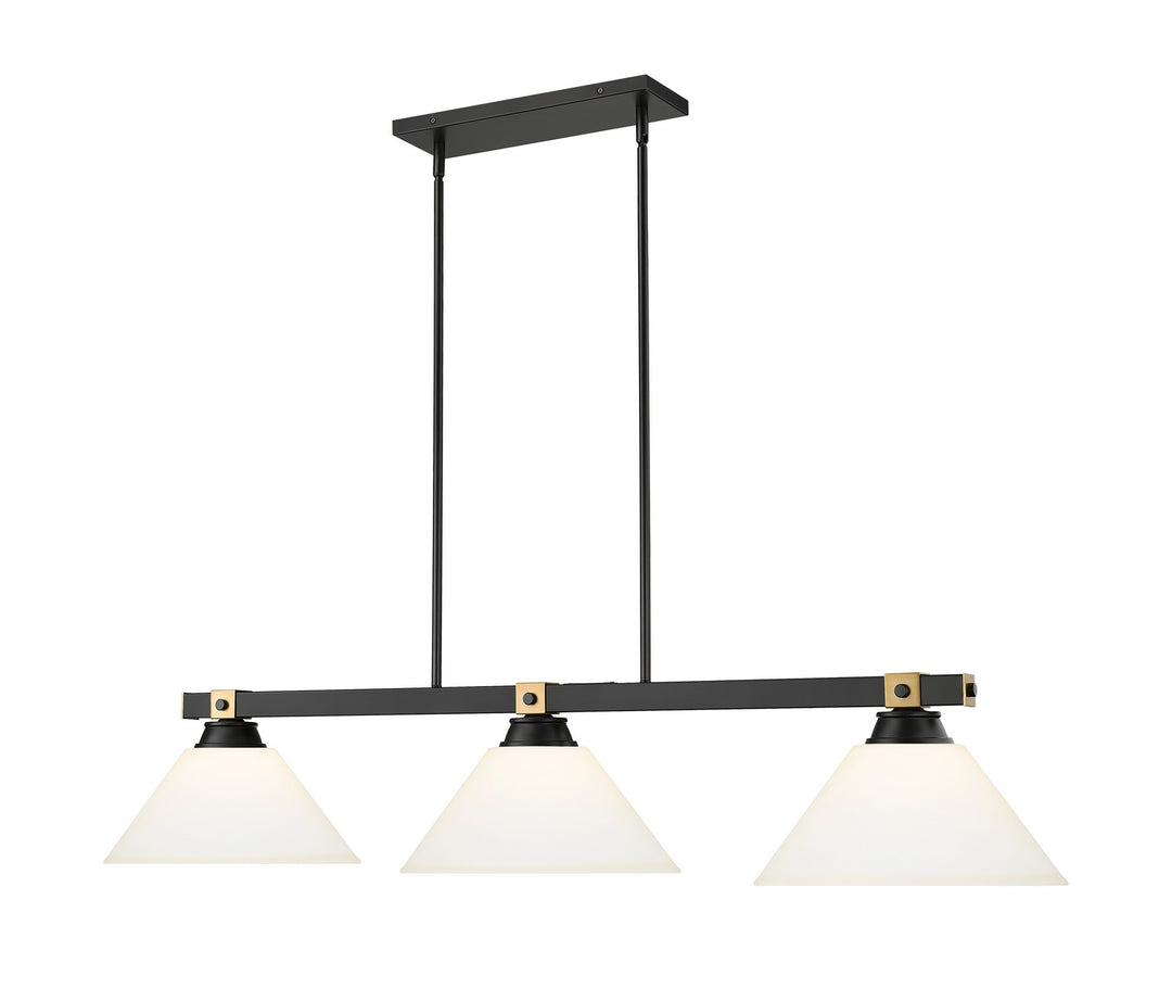 Z-Lite Canada - 1955-3MB-RB-AMO14 - Three Light Billiard - Bronte - Matte Black + Rubbed Brass