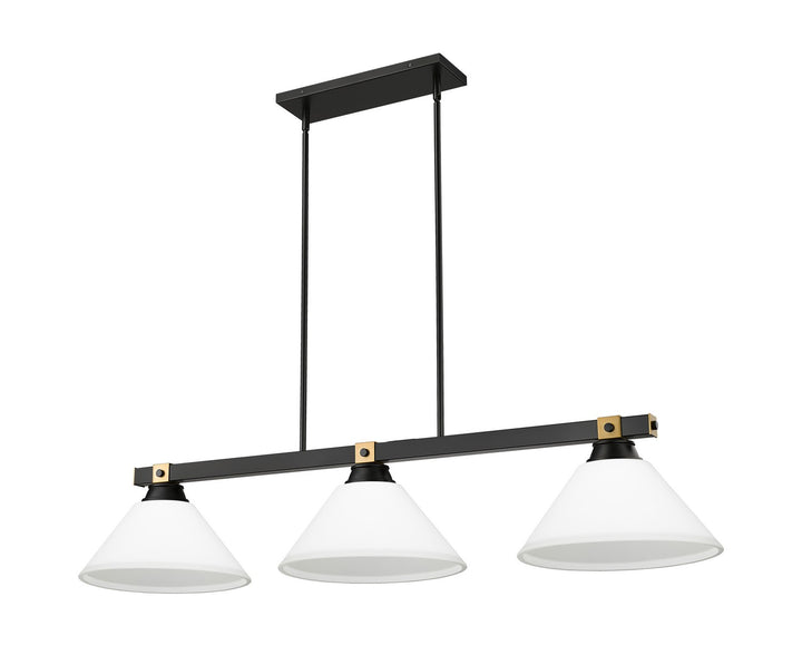 Z-Lite Canada - 1955-3MB-RB-AMO14 - Three Light Billiard - Bronte - Matte Black + Rubbed Brass