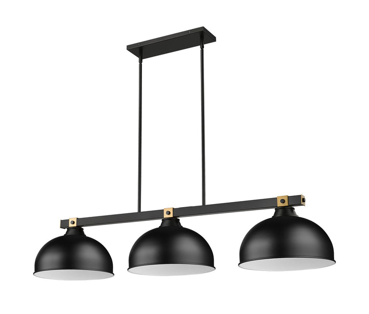 Z-Lite Canada - 1955-3MB-RB-D13MB - Three Light Billiard - Bronte - Matte Black + Rubbed Brass