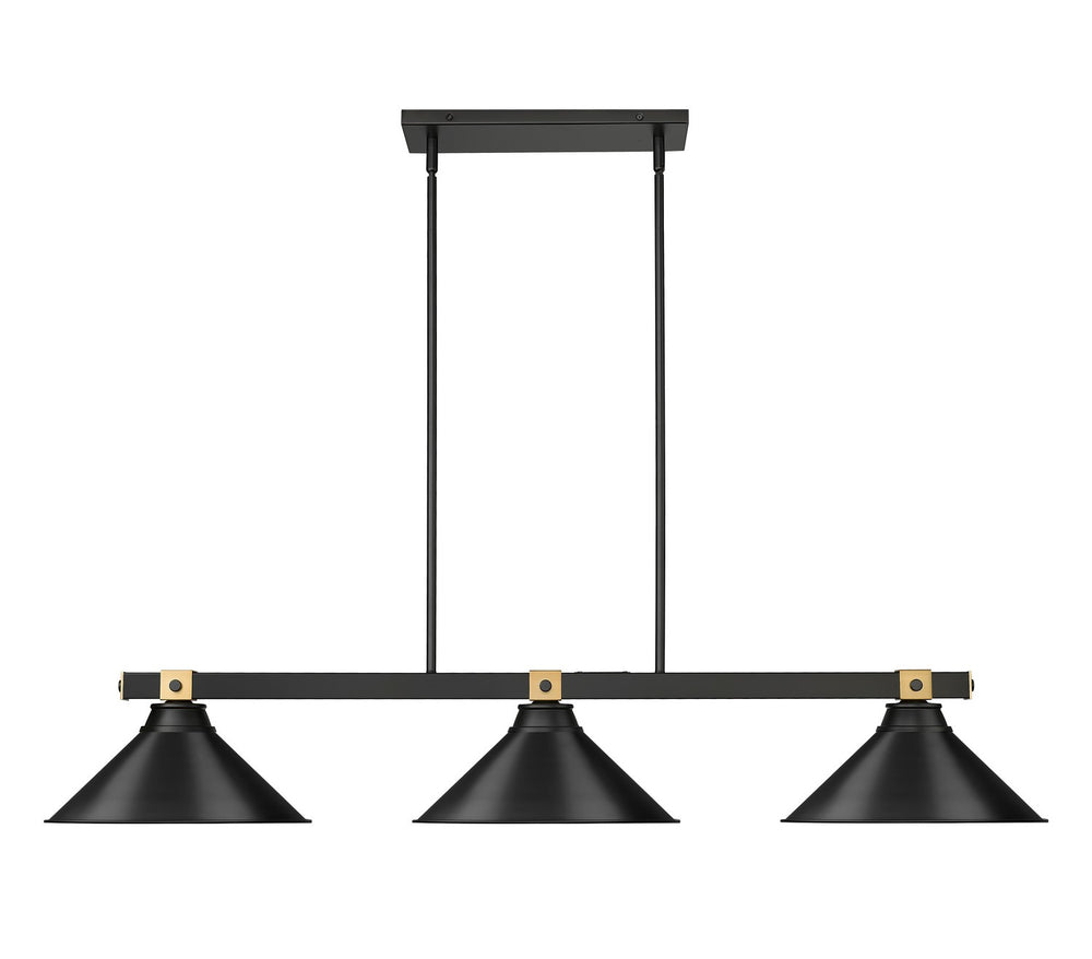 Z-Lite Canada - 1955-3MB-RB-MB15 - Three Light Billiard - Bronte - Matte Black + Rubbed Brass