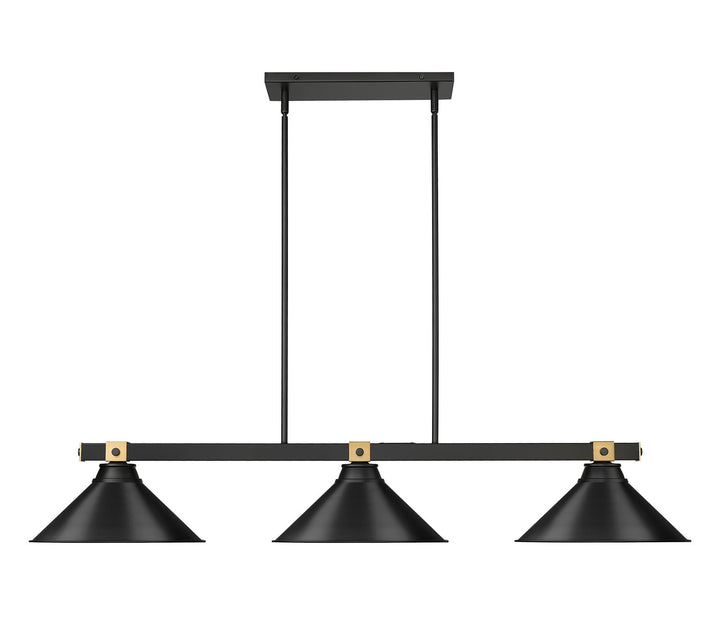 Z-Lite Canada - 1955-3MB-RB-MB15 - Three Light Billiard - Bronte - Matte Black + Rubbed Brass
