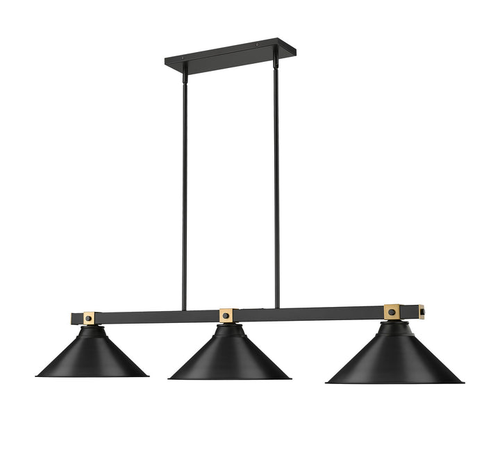 Z-Lite Canada - 1955-3MB-RB-MB15 - Three Light Billiard - Bronte - Matte Black + Rubbed Brass