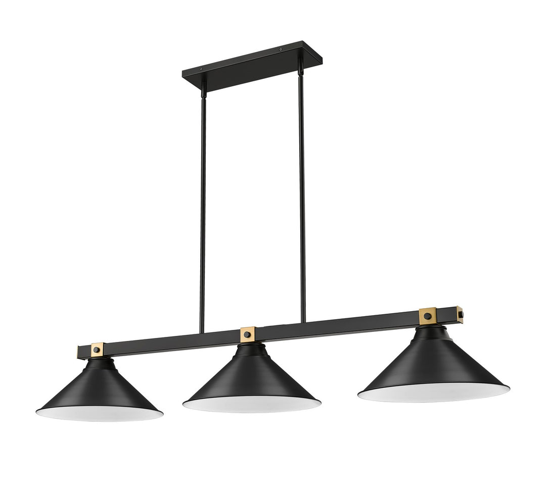 Z-Lite Canada - 1955-3MB-RB-MB15 - Three Light Billiard - Bronte - Matte Black + Rubbed Brass