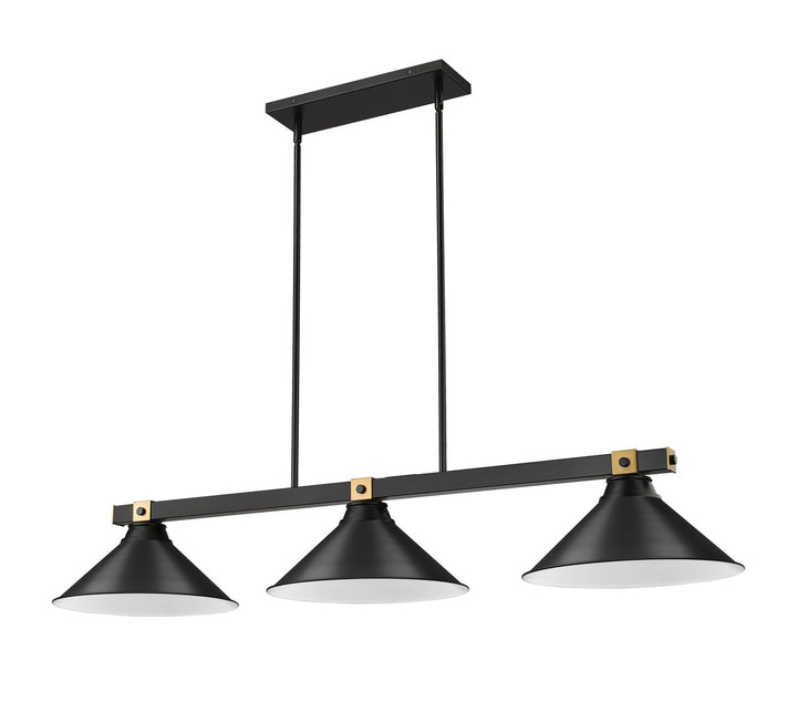 Z-Lite Canada - 1955-3MB-RB-MB15 - Three Light Billiard - Bronte - Matte Black + Rubbed Brass