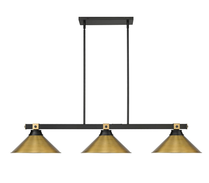 Z-Lite Canada - 1955-3MB-RB-RB15 - Three Light Billiard - Bronte - Matte Black + Rubbed Brass